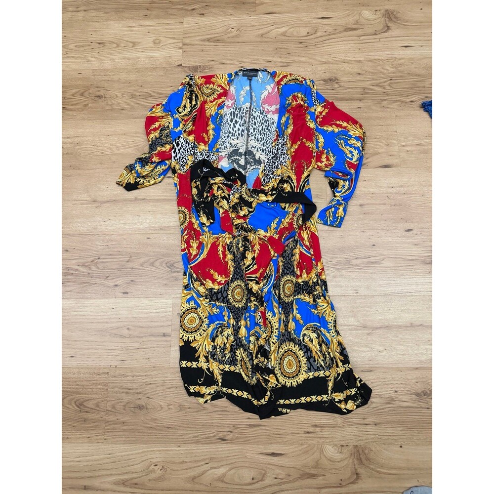 Bold Elements Baroque Print Wrap Dress